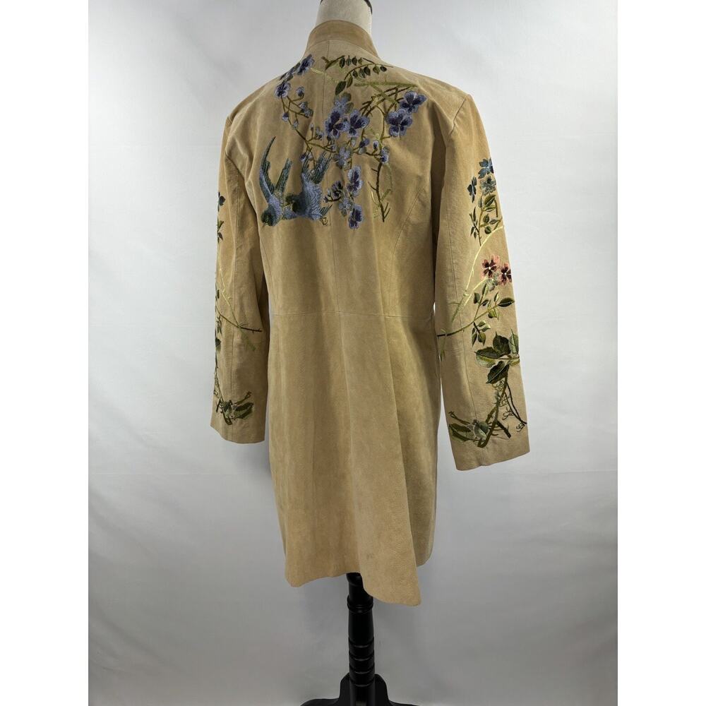 Bagatelle Suede Jacket Tan 14 Embroidered Boho Lined - Picture 3 of 16